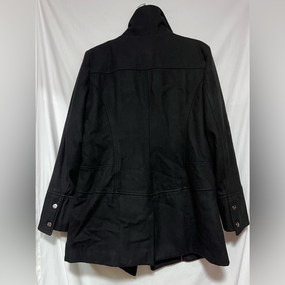 Steve Madden Long Black Wool Blend Coat | Jacket | Asymmetrical Zip Winter Fall - Picture 12 of 16